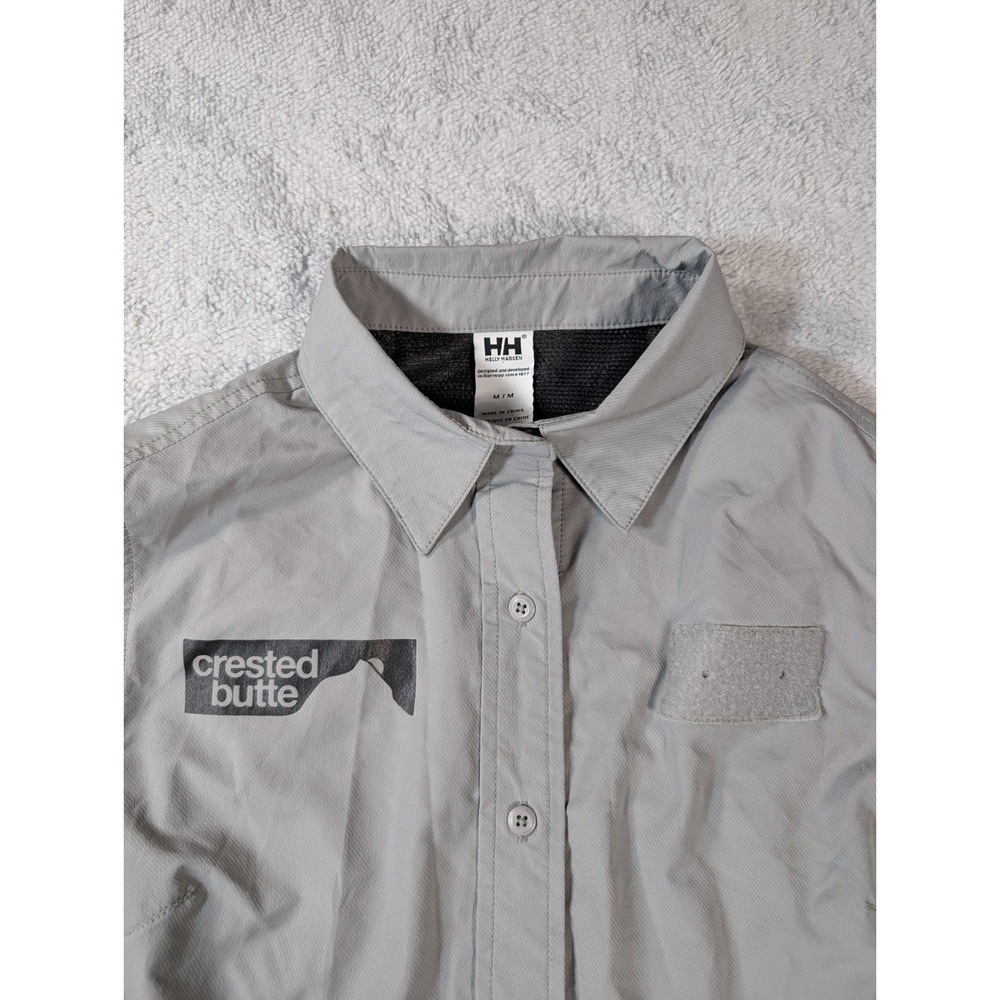 Helly Hansen Womens Crested Butte Hiking Shirt Gray Roll Tab Long Sleeve Size M